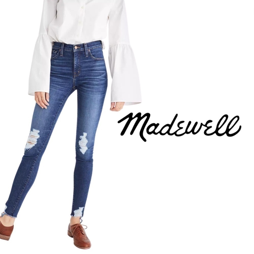 MADEWELL 9" High-Rise Skinny Jeans: Destructed Edition
